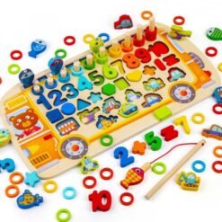 Puzzle cu imagine de asociere, joc logaritmic, 6 in 1 activitati, 3 ani, Autobuz 01