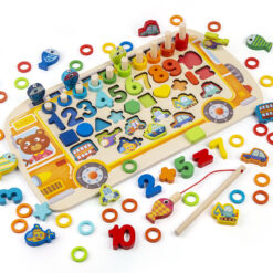 Puzzle cu imagine de asociere, joc logaritmic, 6 in 1 activitati, 3 ani, Autobuz 01