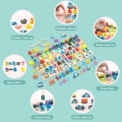 Puzzle cu imagine de asociere, joc logaritmic, 7 in 1 activitati, 3 ani 01