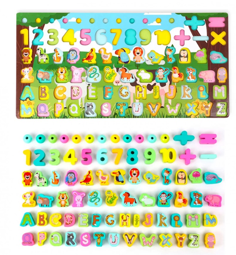 Puzzle cu imagine de asociere, joc logaritmic, 8 in 1 activitati, 3 ani 01