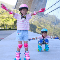 Role reglabile cu lumini si roti ajutatoare, 25-28 cm, Albastru 001