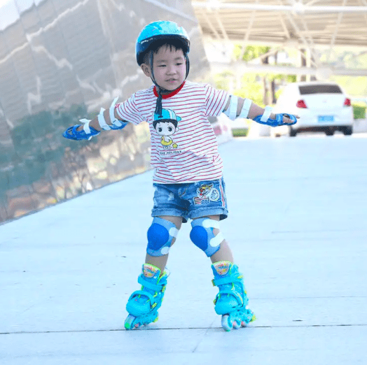 Role reglabile cu lumini si roti ajutatoare, 25-28 cm, Albastru 001