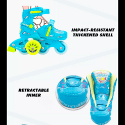 Role reglabile cu lumini si roti ajutatoare, 25-28 cm, Albastru 001