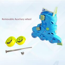 Role reglabile cu lumini si roti ajutatoare, 25-28 cm, Albastru 001