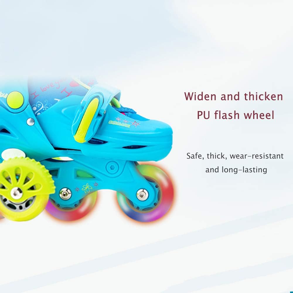 Role reglabile cu lumini si roti ajutatoare, 25-28 cm, Albastru 001