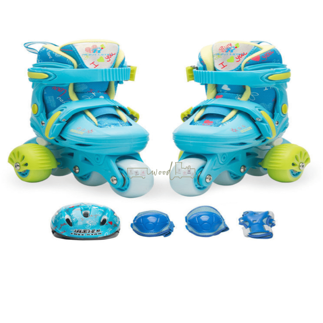 Role reglabile cu lumini si roti ajutatoare, 25-28 cm, Albastru 001