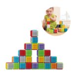 Set 25 cuburi senzoriale de construit pentru bebelusi, 0 luni+