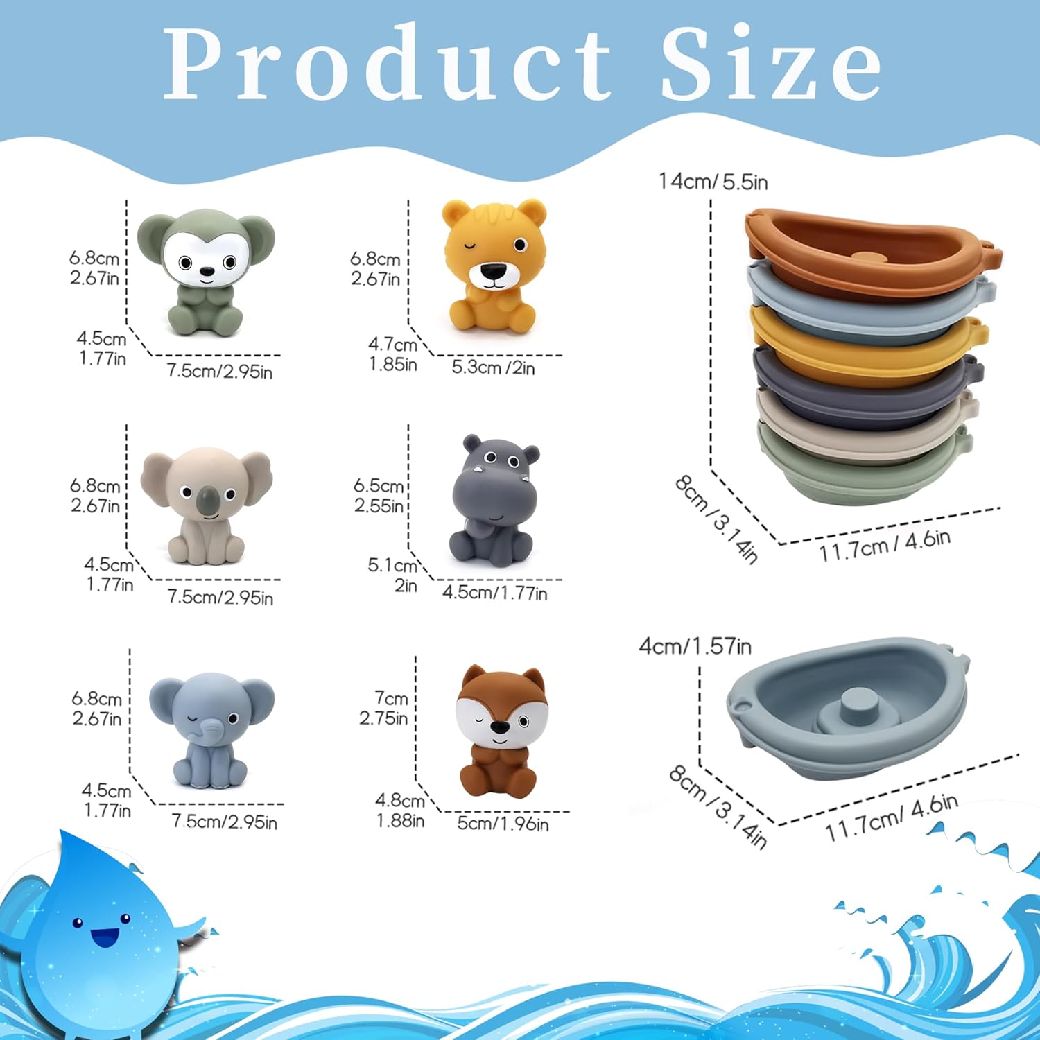 Set 6 papusi pentru mana, marionete si jucarie de baie, 18 luni+ 01