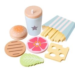 Set Hamburger din lemn cu accesorii pentru copii, 3 ANI 04