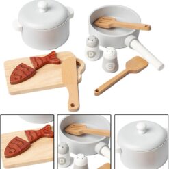 Set de gatit din lemn cu 8 accesorii pentru copii, 3 ANI 02