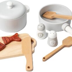 Set de gatit din lemn cu 8 accesorii pentru copii, 3 ANI 02