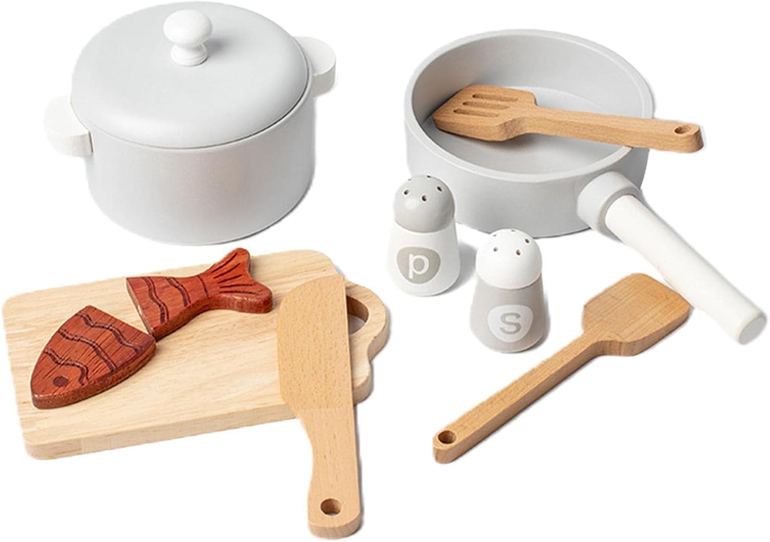 Set de gatit din lemn cu 8 accesorii pentru copii, 3 ANI 02