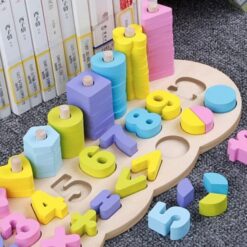 Sortator forme geometrice, joc logaritmic, 2 in 1 activitati, 3 ani 01