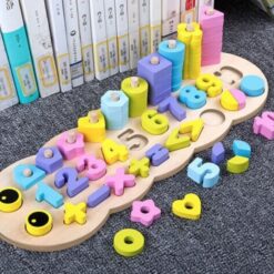 Sortator forme geometrice, joc logaritmic, 2 in 1 activitati, 3 ani 01