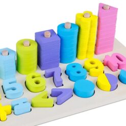 Sortator forme geometrice, joc logaritmic, 2 in 1 activitati, 3 ani 01