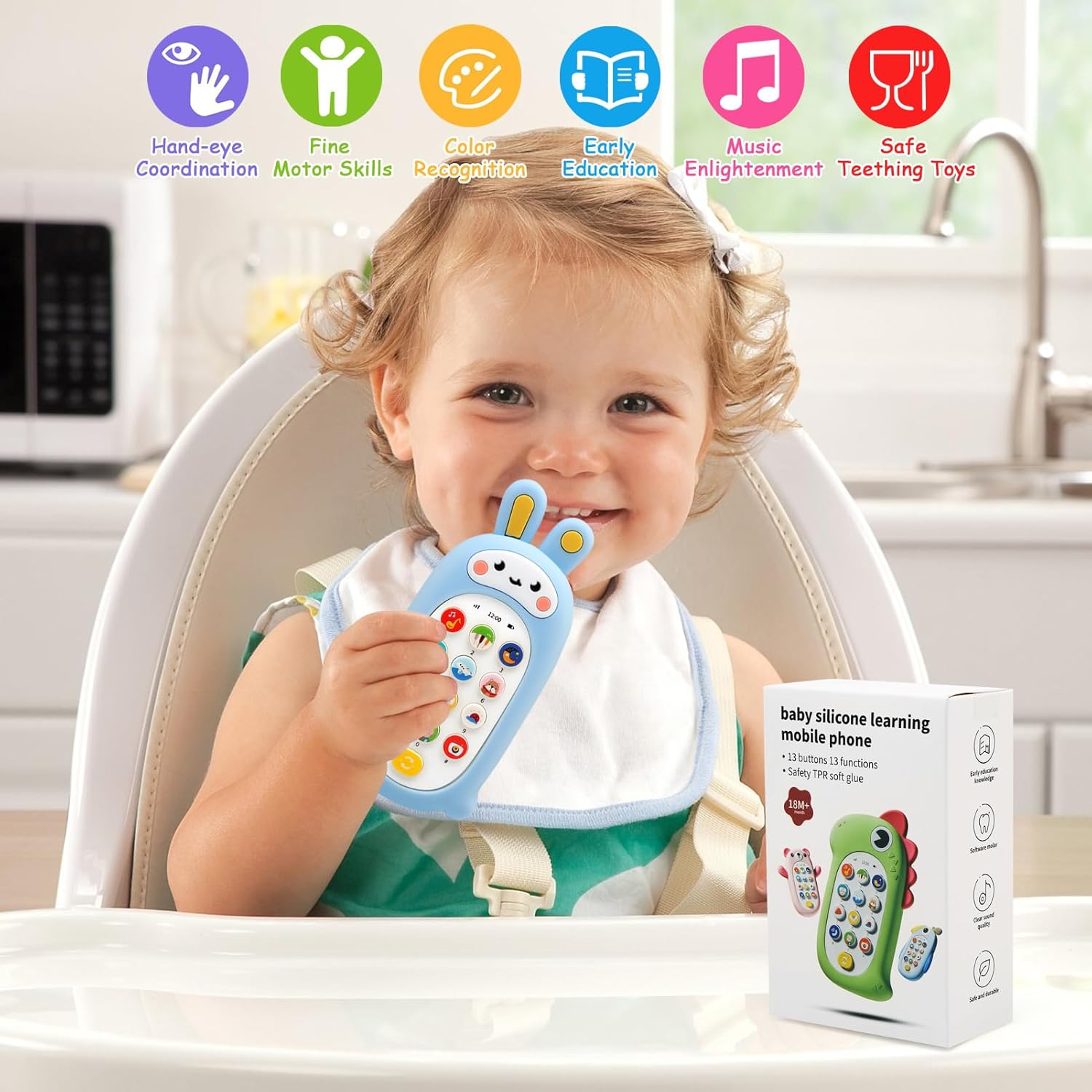 Telefon bebelusi cu sunete si joc dentitie, Iepuras, 18 luni 007
