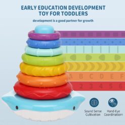 Turn piramida, puzzle senzorial, 6 luni+, Albastru 01