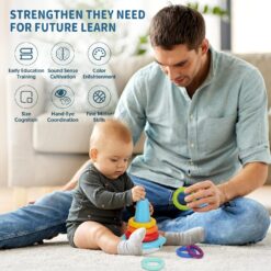 Turn piramida, puzzle senzorial, 6 luni+, Albastru 01