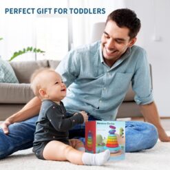 Turn piramida, puzzle senzorial, 6 luni+, Albastru 01