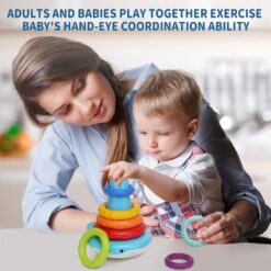 Turn piramida, puzzle senzorial, 6 luni+, Albastru 01