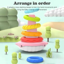 Turn piramida, puzzle senzorial, 6 luni+, Albastru 01