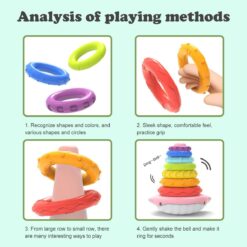 Turn piramida, puzzle senzorial, 6 luni+, Albastru 01