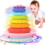 Turn piramida, puzzle senzorial, 6 luni+, Roz