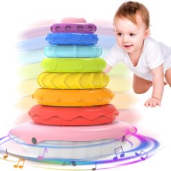 Turn piramida, puzzle senzorial, 6 luni+, Roz 01