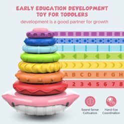 Turn piramida, puzzle senzorial, 6 luni+, Roz 02