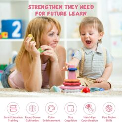 Turn piramida, puzzle senzorial, 6 luni+, Roz 01