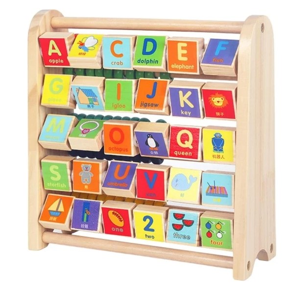 Alfabetar cu abac, litere si imagini in limba engleza, 3 ani01