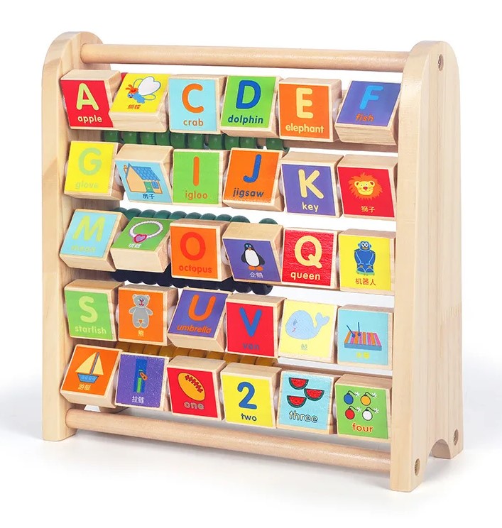 Alfabetar cu abac, litere si imagini in limba engleza, 3 ani01