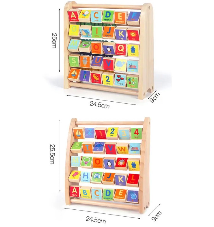 Alfabetar cu abac, litere si imagini in limba engleza, 3 ani01