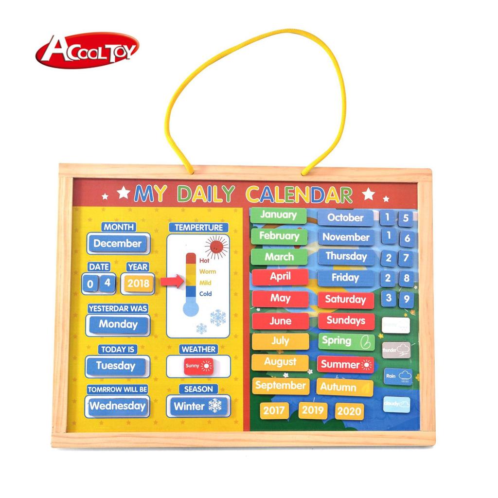 Calendar magnetic din Lemn, Limba Engleza, 3 ani+ 01