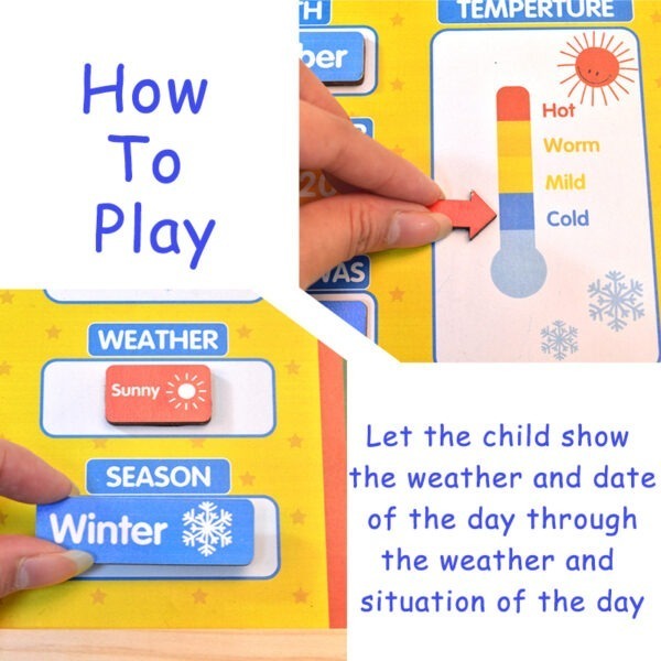 Calendar magnetic din Lemn, Limba Engleza, 3 ani+ 01