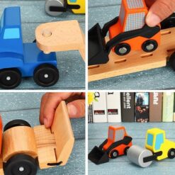 Camion Transportator din lemn cu 2 Vehicule, 3 ani+