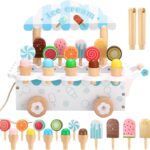 Carucior din lemn, Stand de inghetata, 32 cm, 3 ani