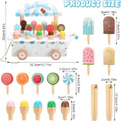 Carucior din lemn, Stand de inghetata, 32 cm, 3 ani 01