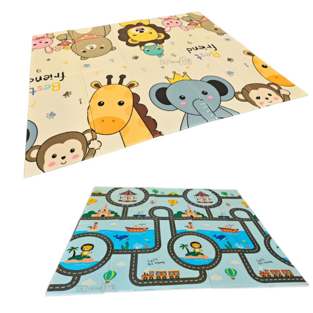 Covor pliabil de joaca, termoizolant cu doua fete 200 x 180 cm, Animale