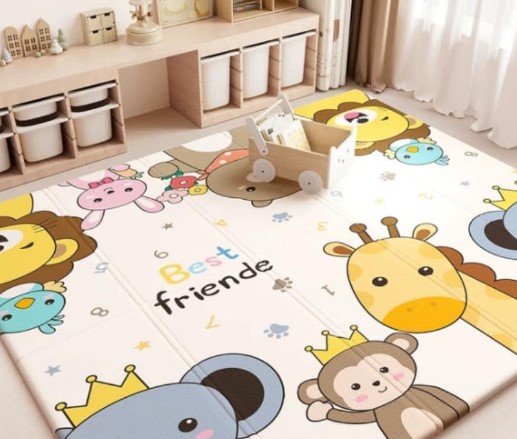 Covor pliabil de joaca, termoizolant cu doua fete 200 x 180 cm, Animale