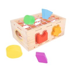 Cub sortator de forme geometrice din lemn, 12 luni+