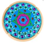 Cuburi senzoriale din lemn – tip Loose Parts, Mandala Puzzle, 3 ani