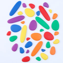 Joc creativ Montessori, Puzzle cu pietricele colorate si joc echilibru, 36 piese, 3 ani 02