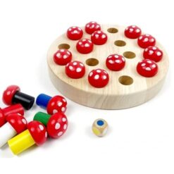 Joc de societate si memorie, din lemn - Memory Chess, 3 ani, Ciupercute