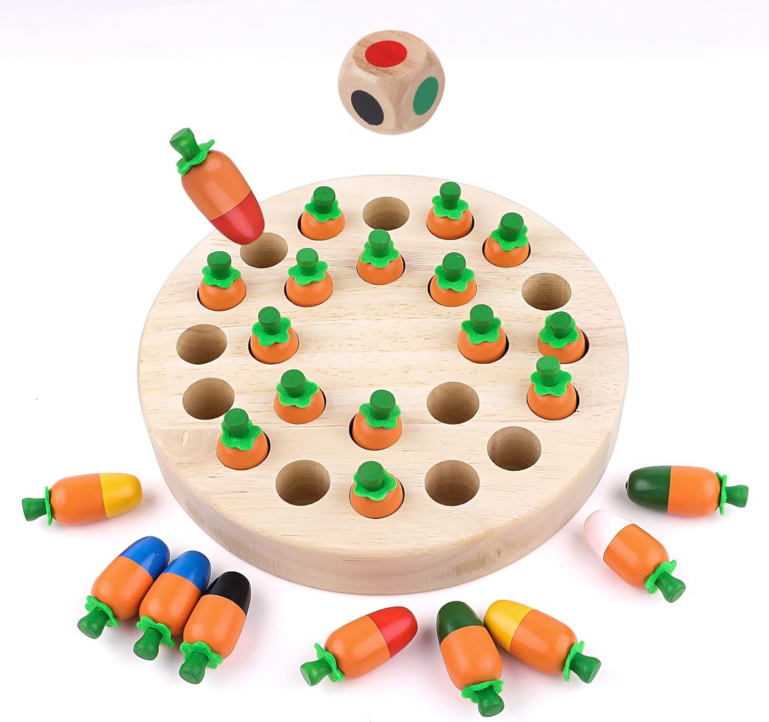 Joc de societate si memorie, din lemn - Memory Chess, 3 ani, Morcov 05