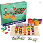 Joc de tip Montessori, Gradina mea de fructe si legume, 3 ani