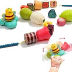 Joc de tip Montessori, set 18 margele de siretuit, 2 ani + 01