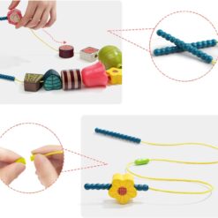 Joc de tip Montessori, set 18 margele de siretuit, 2 ani + 01