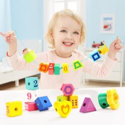 Joc de tip Montessori, set 20 margele de siretuit, 2 ani + 01