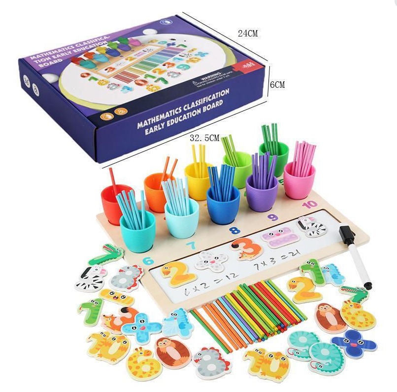 Joc educativ de clasificare cu betisoare si cifre magnetice, Matematica, 3 ani 01